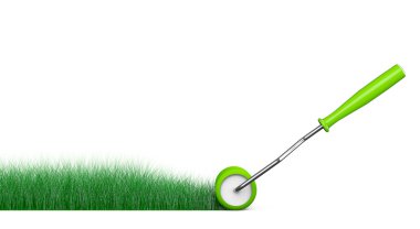 Boya rulo fırça çim yol çizer. 3D render