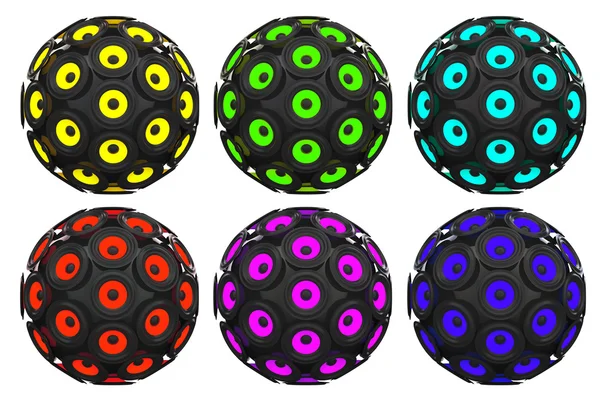 Разноцветные звукоговорящие аппараты, как Sphere. 3D-рендеринг — стоковое фото