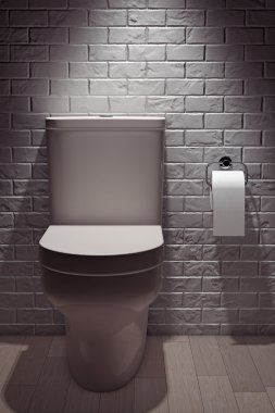 Beyaz seramik klozet. 3D render