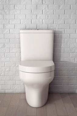 Beyaz seramik klozet. 3D render