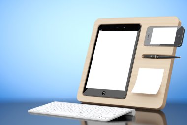 Ahşap mobil cihazlar Ajanda. 3D render