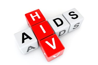 AIDS ve HIV küpleri. 3D render