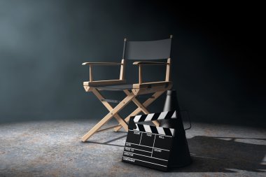Yönetmen koltuğu, film Clapper ve megafon hacimsel li