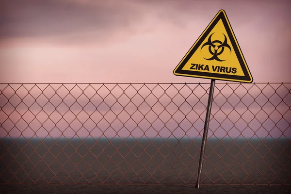 Zika-Virus-Warnschild. 3D-Darstellung — Stockfoto