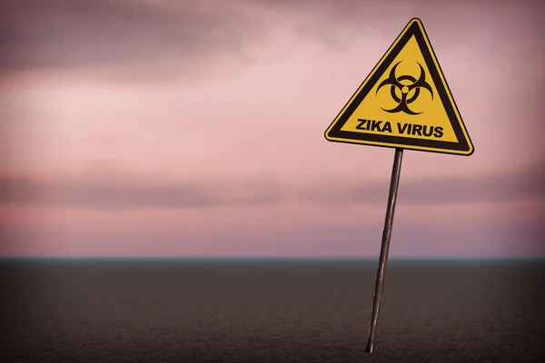 Знак предупреждения вируса Зика. 3D-рендеринг — стоковое фото