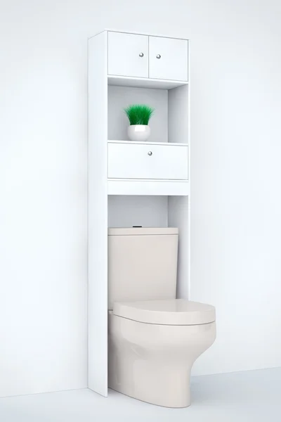 Bílý keramický WC mísy. 3D vykreslování — Stock fotografie