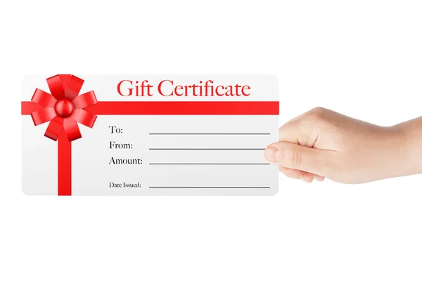 Gift Certificate with Red Ribbon and Bow — Stock Photo, Image