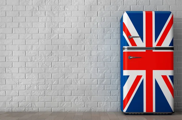 Retro lodówka z flagi brytyjskiej. renderowania 3D — Zdjęcie stockowe