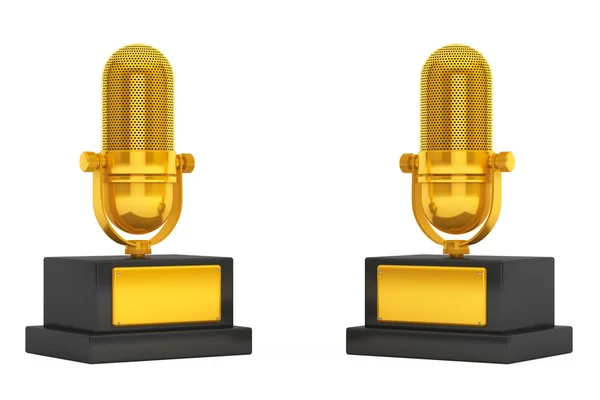 Музика нагорода концепції. Золотий мікрофони. 3D-рендерінг — стокове фото