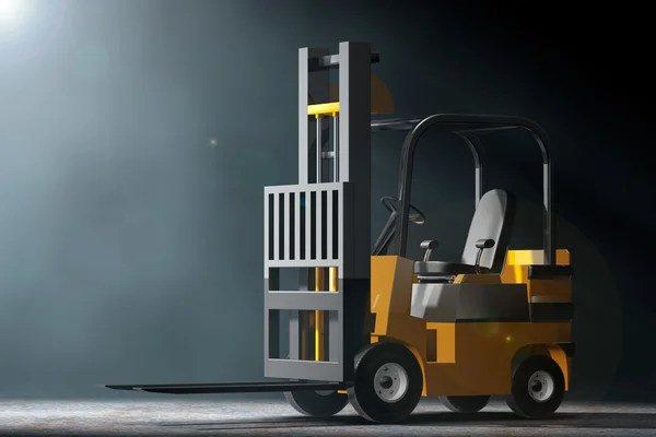 Forklift kamyon hacimsel ışık. 3D render — Stok fotoğraf