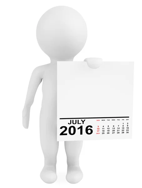 Teken bedrijf kalender juli 2016. 3D-rendering — Stockfoto