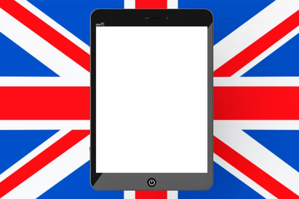 Tablet PC with Blank Screen in front of United Kingdom of Great — Stock Photo, Image