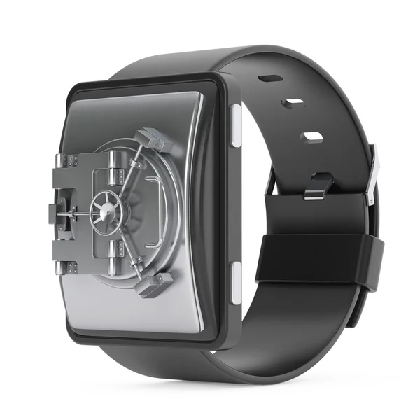Concepto de seguridad. Smartwatch con candado de combinación. Renderizado 3d — Foto de Stock