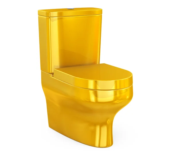 Golden Ceramic Toilet Bowl. Renderização 3d — Fotografia de Stock