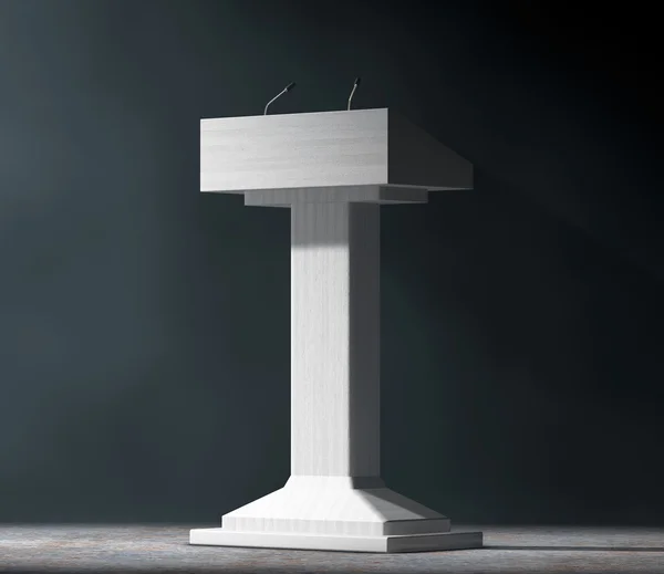 Witte Podium Tribune Rostrum Stand met microfoons. 3D-Renderin — Stockfoto