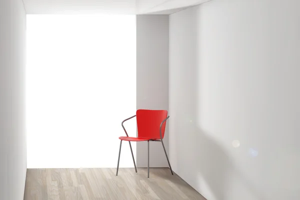 Rode stoel op de kamer met zonlicht. 3D-rendering — Stockfoto