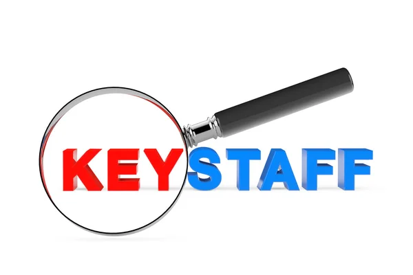 Encontre o Keystaff Concept. Magnification Glass com Keystaff Sign. 3. — Fotografia de Stock