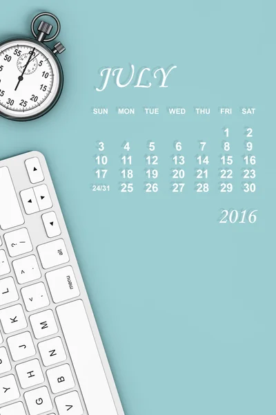 2016 year calendar. June calendar. 3d Rendering — Stock Photo, Image