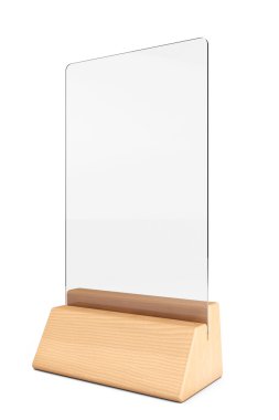 Beyaz boş şeffaf tablo plaka kartı 3d render