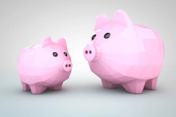 Piggy Banks in Low Polygons Style. 3d Rendering — Stock Photo, Image