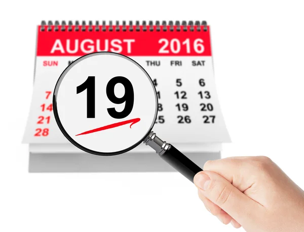 National Aviation dag koncept. 19 augusti 2016 kalender med magn — Stockfoto