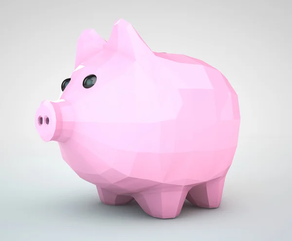 Piggy Bank em estilo de polígonos baixos. Renderização 3d — Fotografia de Stock