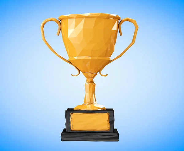 Gouden lage veelhoeken Trophy. 3D-rendering — Stockfoto