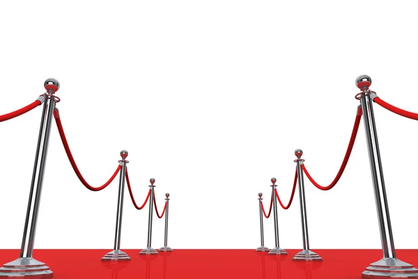 Red Carpet and Barrier Rope. Renderização 3d — Fotografia de Stock