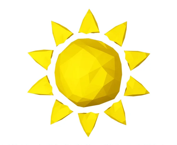 Summer Concept. Yellow Low Polygons Sun. 3d Rendering — Stock Photo, Image