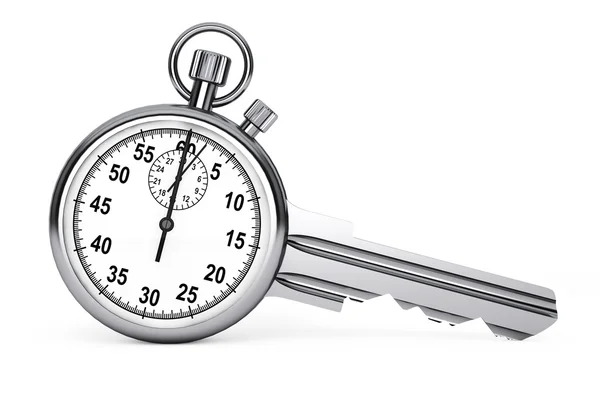 Concetto di gestione del tempo. Cronometro come chiave. 3d Rendering — Foto Stock