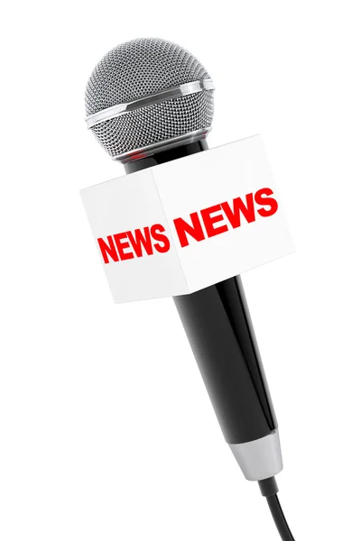 Microfoon met nieuws vak teken. 3D-rendering — Stockfoto