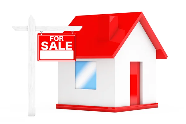 For Sale Real Estate Signs with Simple House. 3d Rendering — Stock Photo, Image