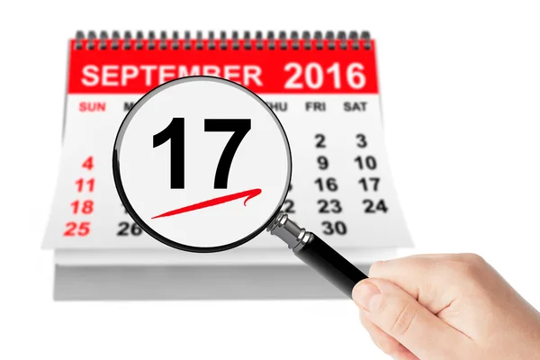 Concetto di Giorno di Costituzione. 17 settembre 2016 calendario con magnif — Foto Stock