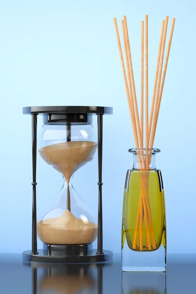 Aromatherapie Lufterfrischer mit Sanduhr. 3D-Darstellung — Stockfoto