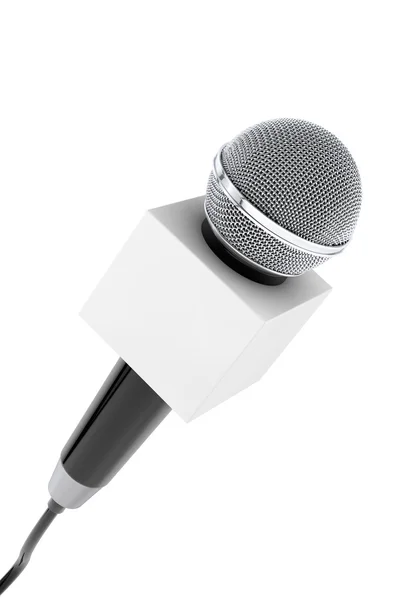 Microphone avec boîte blanche. Rendu 3d — Photo