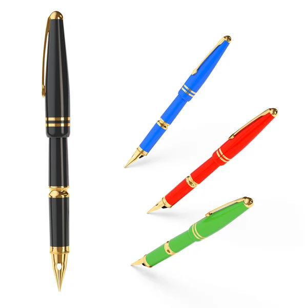 Set of Fountain Writing Pens. 3d Rendering — Stock Photo, Image