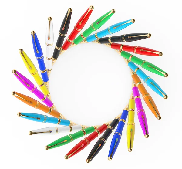 다 색된 분수 쓰기 펜입니다. 3 차원 렌더링 — 스톡 사진