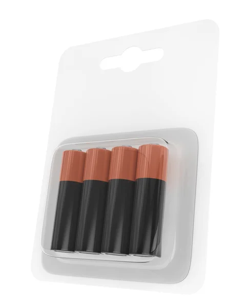 電池単3 形のブリスター パック。3 d レンダリング — ストック写真