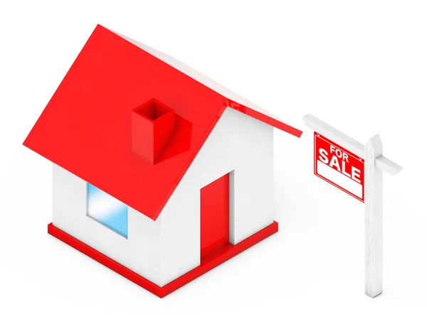 For Sale Real Estate Signs with Simple House. 3d Rendering — Stock Photo, Image