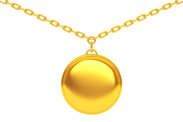 Golden Medallion on chain. 3d Rendering — Stock Photo, Image