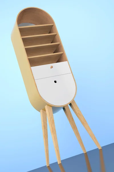 Вінтажний дерев'яний кухонний шафа. 3D рендерингу — стокове фото