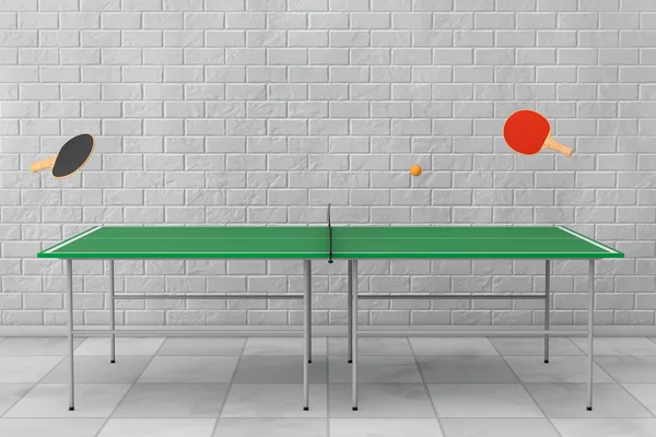 Ping-pong Ping-pong con racchette. 3d Rendering — Foto Stock