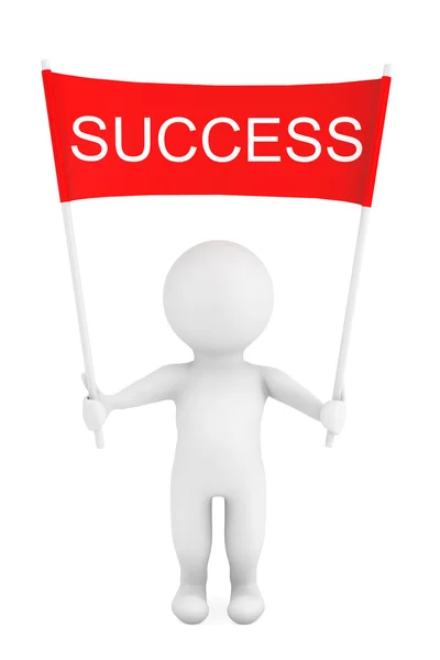 3d Person with Success Placard Banner in Hands. 3d Rendering — Stock Photo, Image