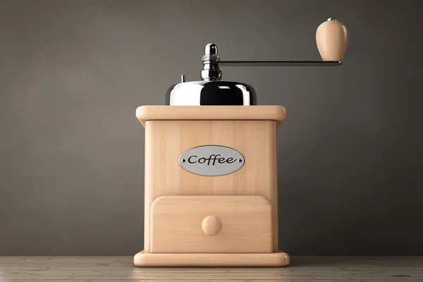 Macinapaffè in legno. 3d Rendering — Foto Stock