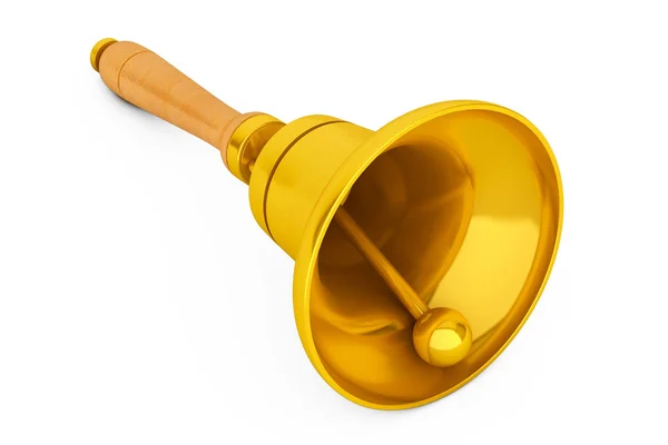 Винтажный золотой школьный колокол. 3D-рендеринг — стоковое фото