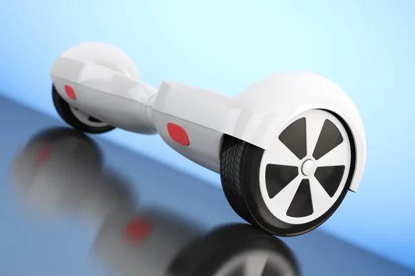 Белый самобалансирующийся электрический скутер. 3D-рендеринг — стоковое фото
