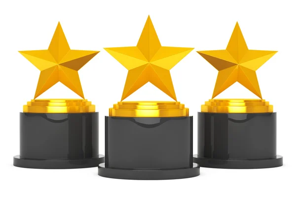 Tre guld Star Awards. 3D-rendering — Stockfoto