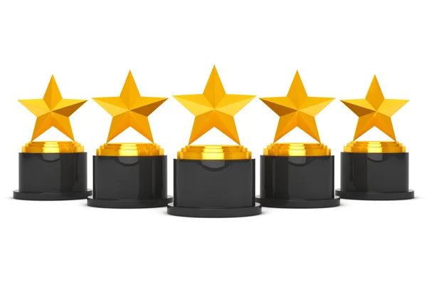 Fem Gold Star Awards. 3D-rendering — Stockfoto