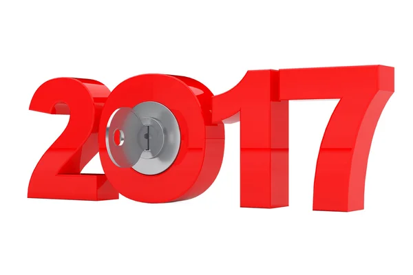 Новий 2017 рік знак з ключем. 3D рендерингу — стокове фото