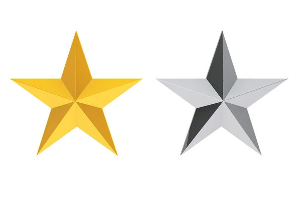 Silver and Gold Stars. 3d Rendering — Stock Photo, Image